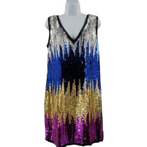Striking Vintage Silver, Blue, Yellow, & Fuchsia Pink Holographic Color Block Se